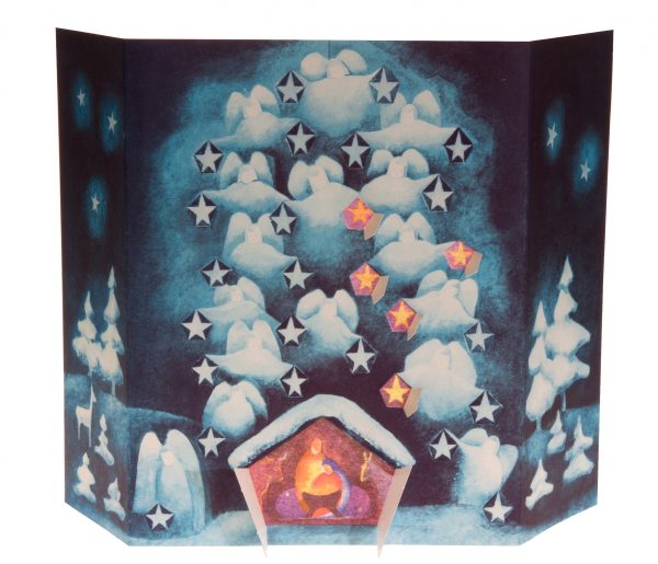Der Sternen-Adventkalender mit geöffneten Türchen