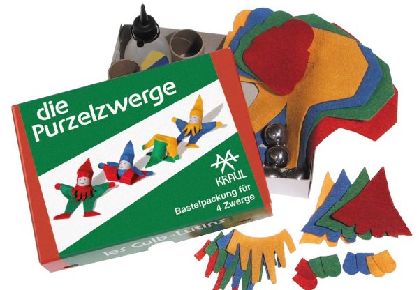 Das Bastelmaterial liegt rund um die Purzel-Bastelpackung