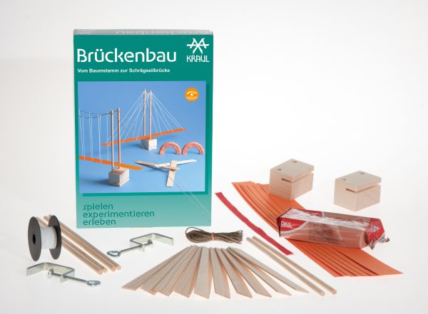 die Teile des Experimentierkastens Brückenbau