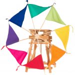 Die Segelwindmühle mit regenbunten Segeln