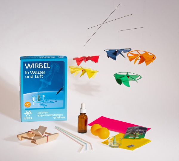 Die Teile des Experimentierkastens Wirbel in Wasser und Luft