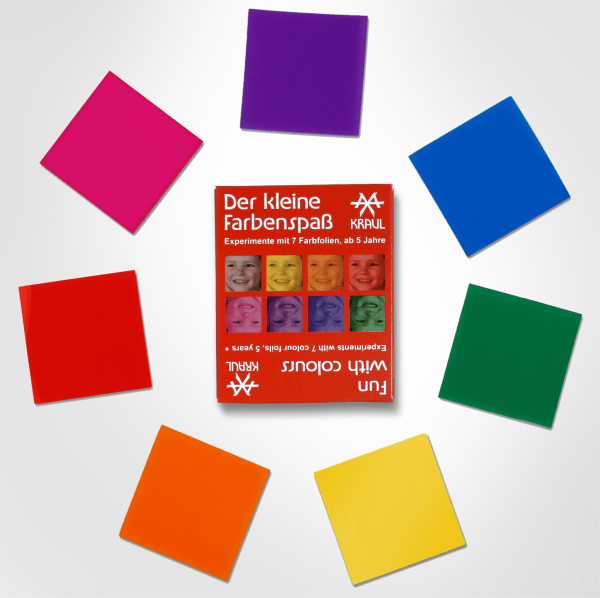 Die sieben Farbfolien des Experimentierkastens Der kleine Farbenspaß